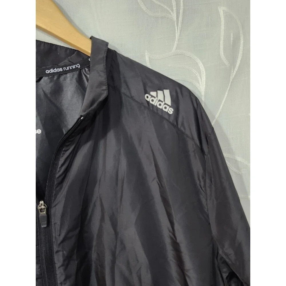 Adidas Running Response Jacket Windbreaker Black Thumb Holes Women/Men Sz Medium
